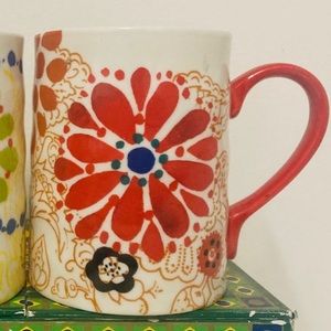 Anthropologie by Biscuit rare floral boho ceramic coffee mug cup home decor